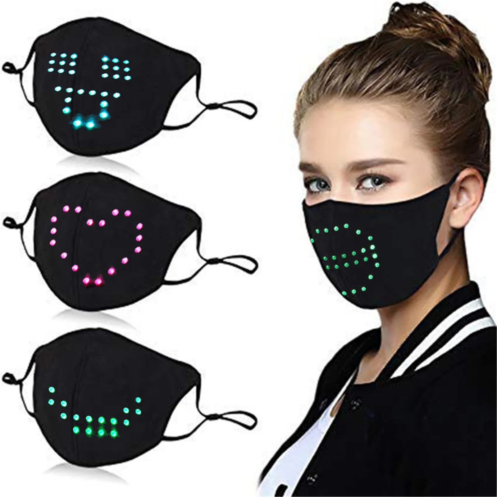 Mode maske mascarillas LED-stemme-aktiveret lysende maske maske maskerade festival party ansigtsmaske Маска Для Лица