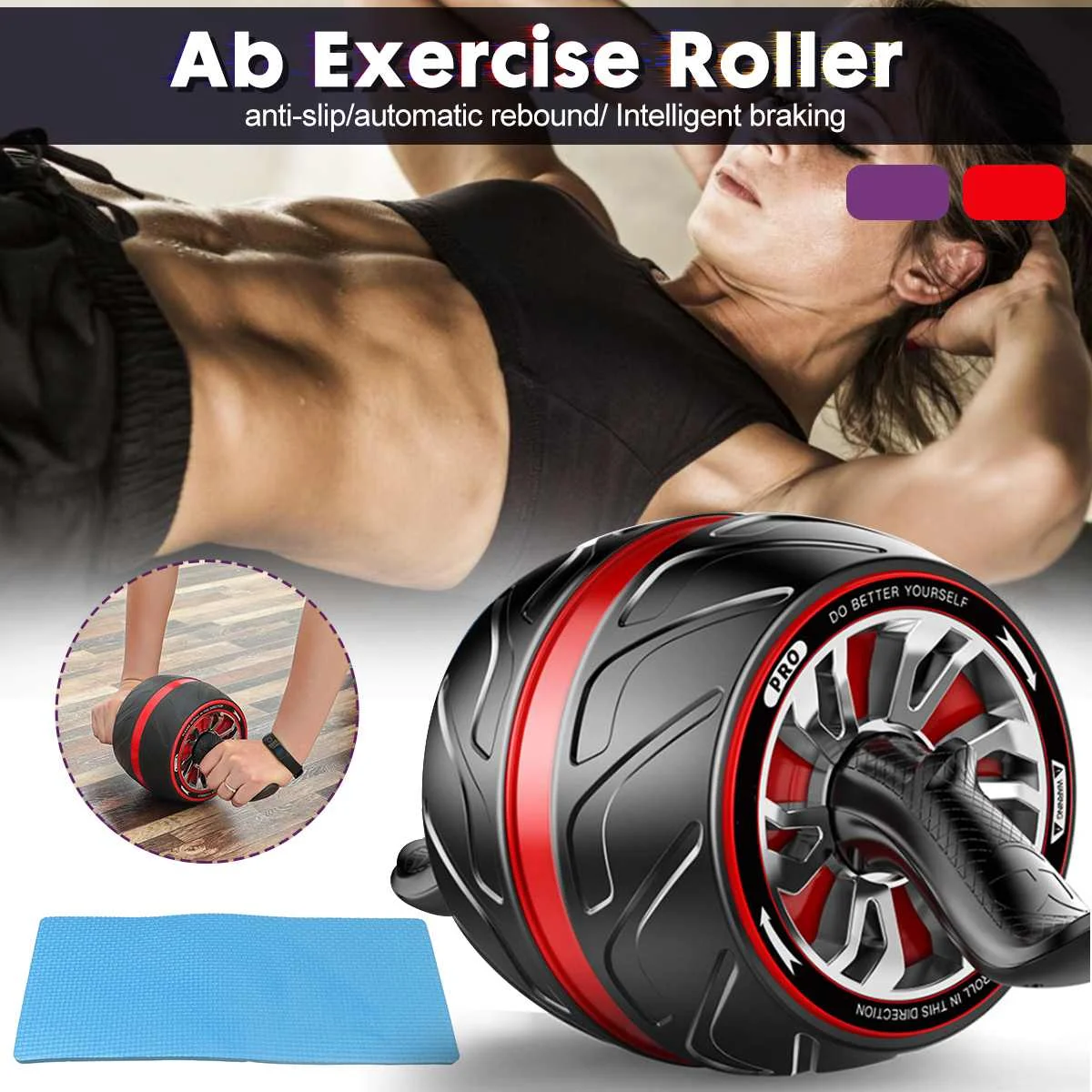 ABS Abdominal Roller ExerciseSpeed Uddannelse Ab Roller Abdominal Øvelse Rebound Hjul Mave Core Workout Fitness Modstand Sport
