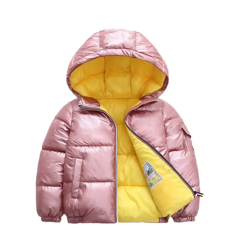 Drenge vinterfrakke 2-7 år gamle baby piger tøj Tyk, vandtæt børn Plating plads sølv Hooded cotton coat 4 farver