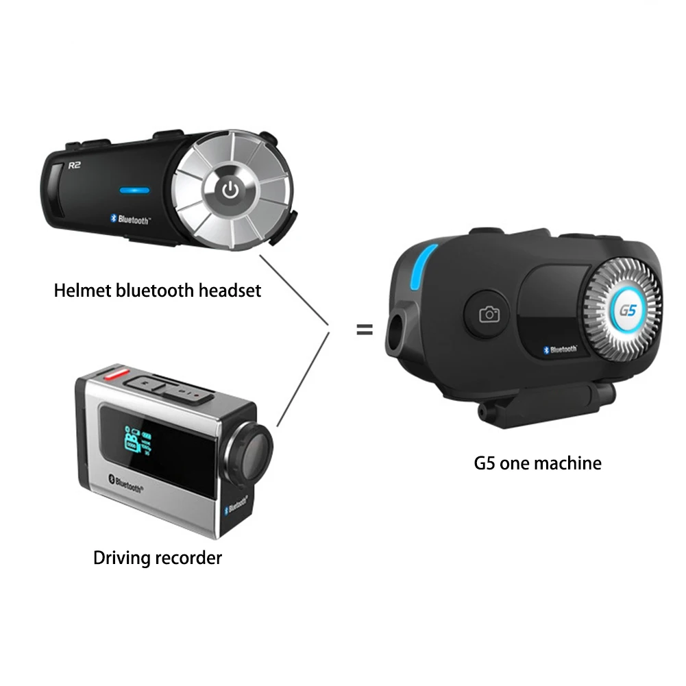 G5 Motorcykel Hjelm Bluetooth Headset 1800mAh Vandtæt 1080P Intercom Kørsel Optager HD-Kamera Til Motorcykel Tilbehør