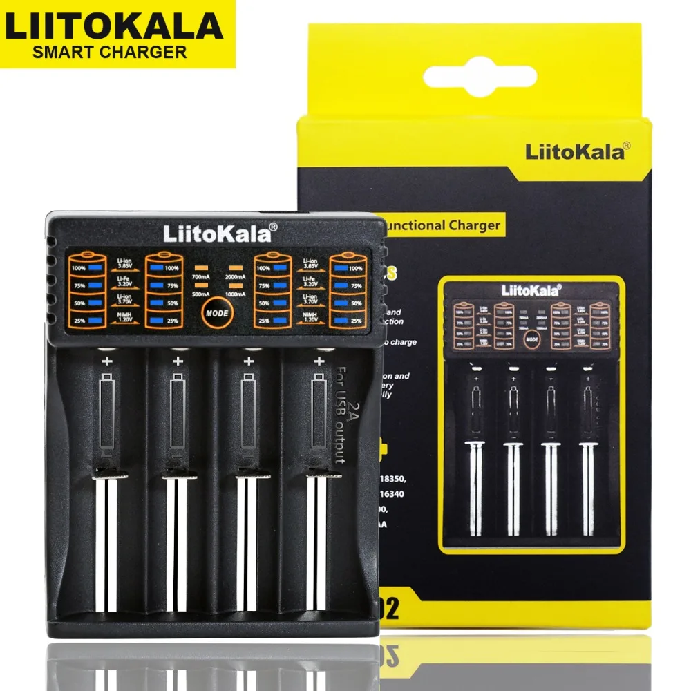 Liitokala Lii-100 Lii-202 Lii-402 Lii-PL4 Lii-PD2 1,2 V 3,7 V 3.2 V 3.85 V 18650 18350 26650 18490 smart oplader, lithium batteri