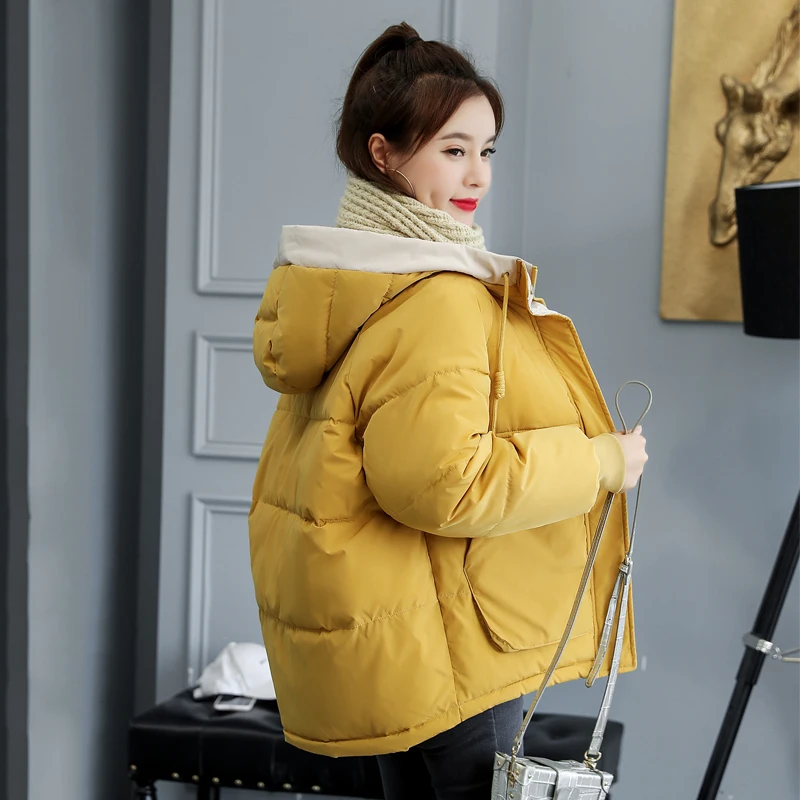 Vinteren tyk hætteklædte jakker kvinder 2020 mode koreansk stil varm parka overdimensionerede løs kvindelige frakker outwear manteau femme