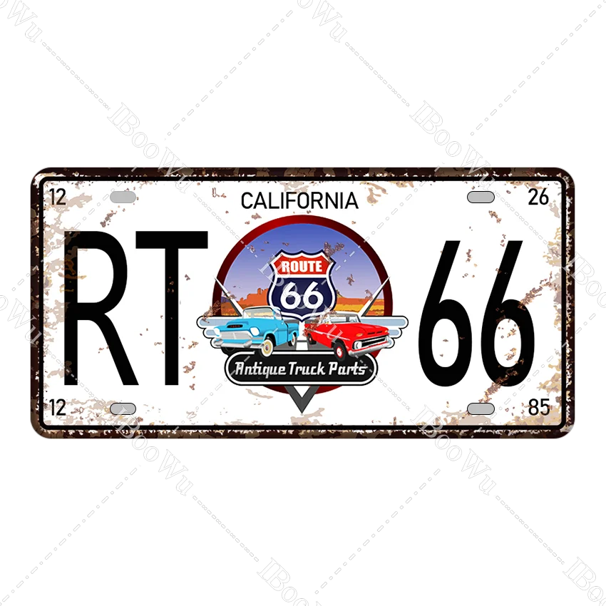 Route 66 Nummerplade Vintage Metal Plakat Retro Blik Californien Tin Tegn Bord, Pub, Bar, Café, Garage Wall Decor 15x30cm