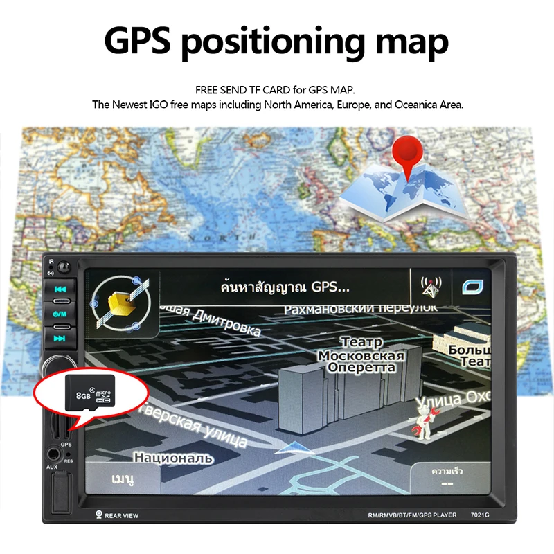 7021G Autoradio bilstereo 2 Din GPS-Navigation med 7