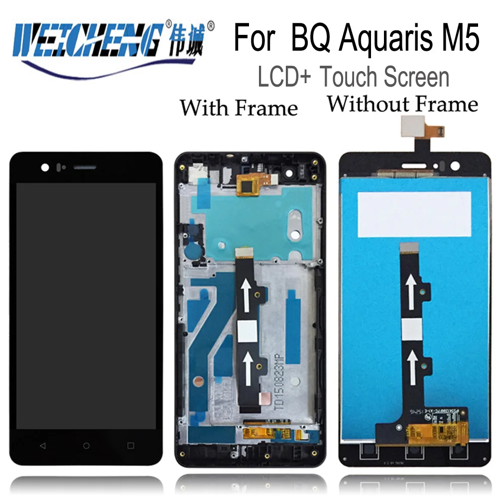 Nye WEICHENG For BQ Akvarier M5 Lcd Display +Touch Screen Digitizer Assembly Med Ramme For BQ m5 LCD - +gratis værktøjer