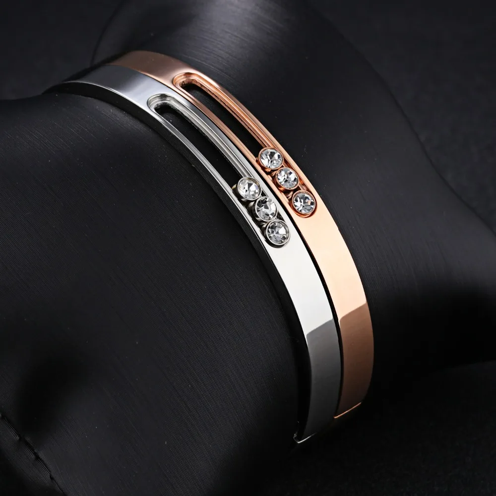 2017 Helt Nye Titanium stål indlæg AAA zircon armbånd armbånd kvinder mænd steg guld Fashion Bling 2.28