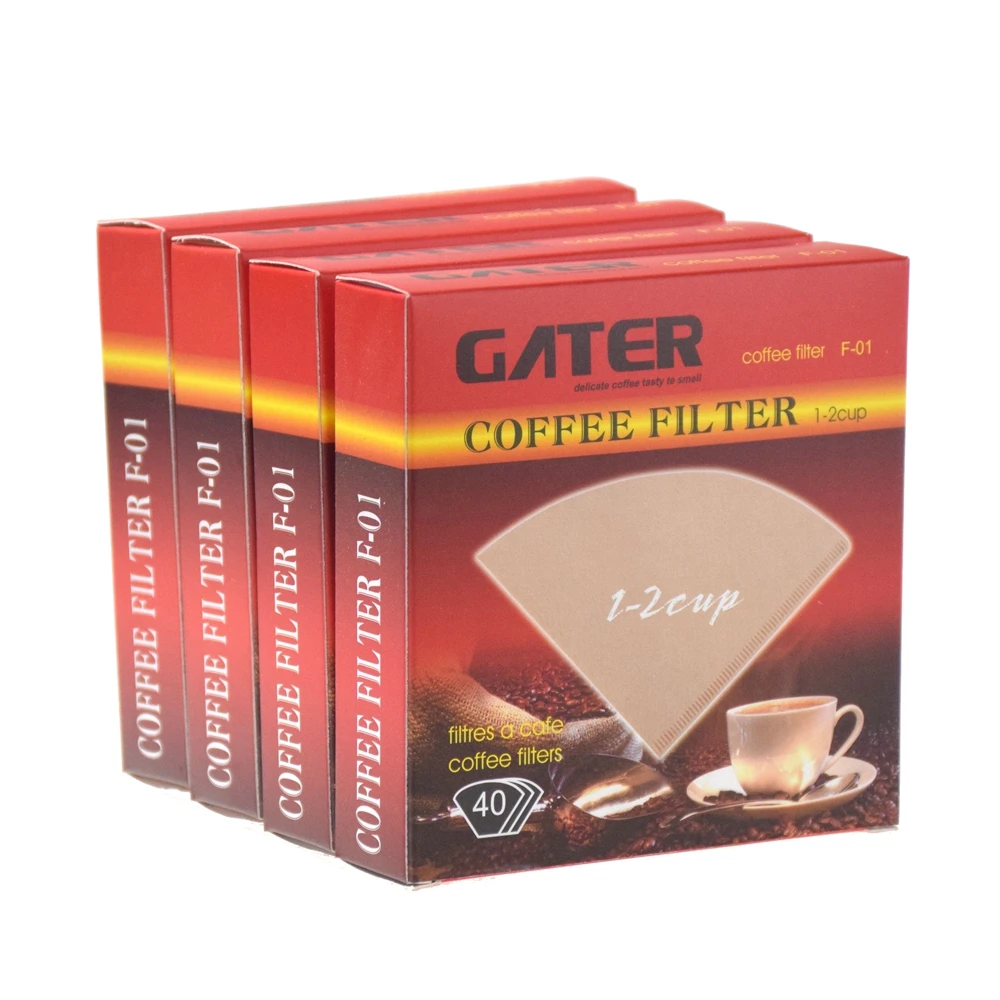 GATER V60 Og Papir Filtre 40pcs Pr Pose Barista Og Tilbehør Kaffefaciliteter Fyldt Brun Perkolator Filter