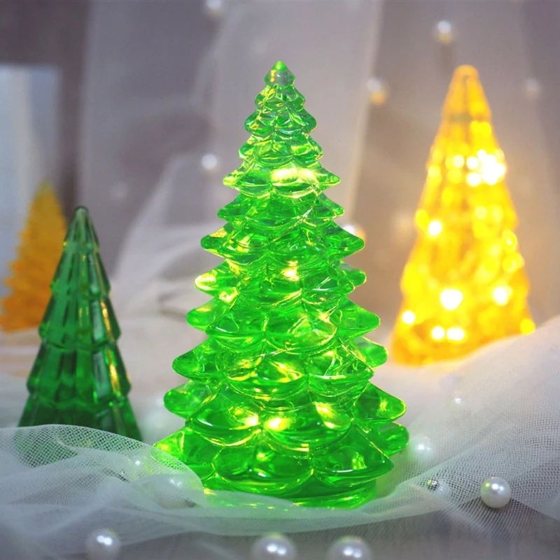 3D juletræ Silikone og Epoxy Harpiks Skimmel Multi Farvede Fe Night Lights, LED Vase Base Light juletræ DIY-Skimmel