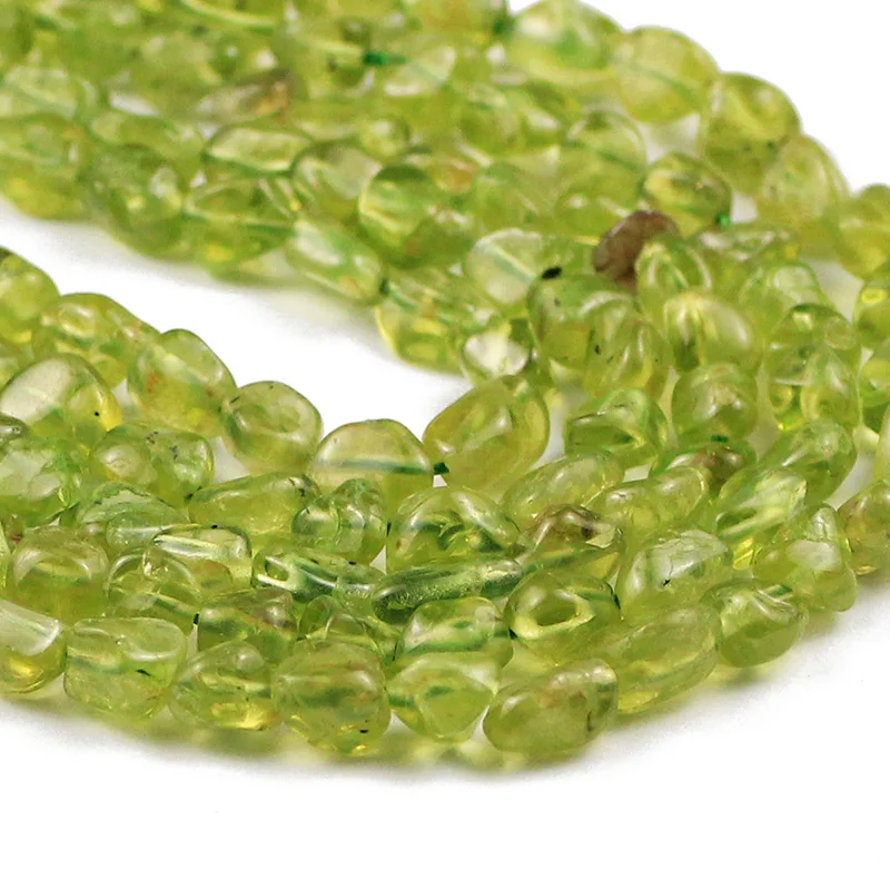 YHBZRET Naturlig Olivenolie krystal Kvarts Sten Uregelmæssige Grus Løs Peridot perler til smykkefremstilling 4~6mm armbånd halskæde DIY