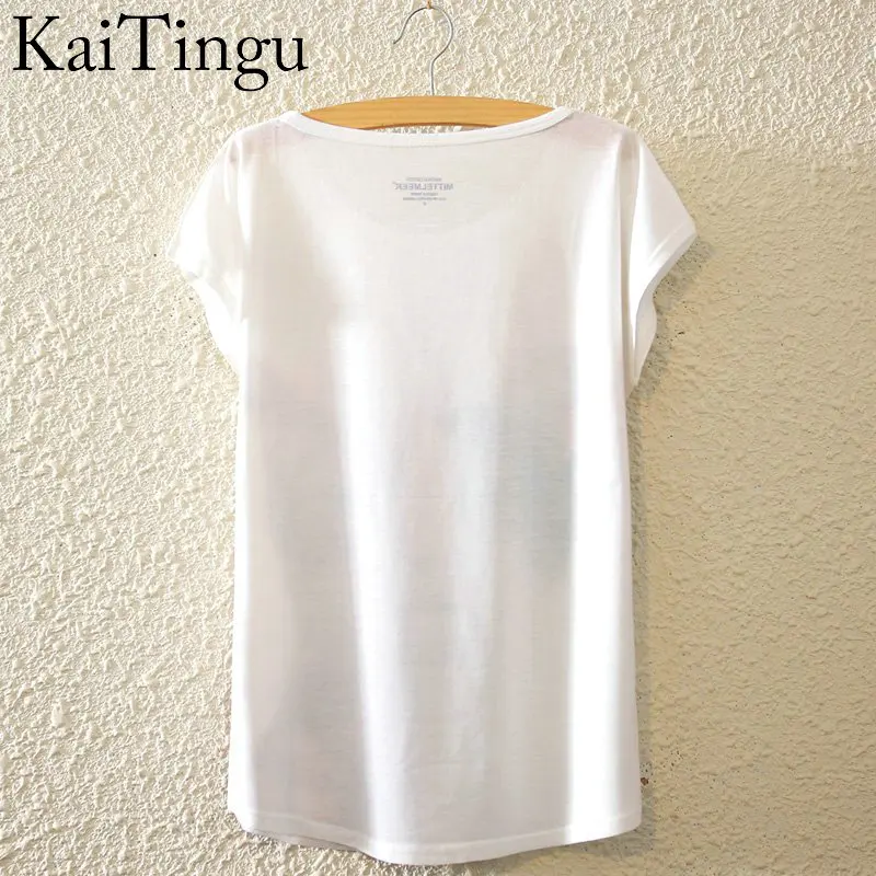 KaiTingu 2019 Helt Nye Mode Summer Harajuku Dyr Kat Print-Shirt med O-Hals kortærmet T-Shirt Kvinder Toppe Hvid T-shirt