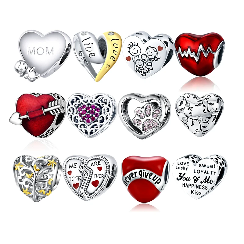 BISAER Hot Salg 925 Sterling Sølv Kærlighed Heart Perler Passer Oprindelige Design Armbånd DIY Kærlighed Hjerte Smykker at Gøre For Kvinder