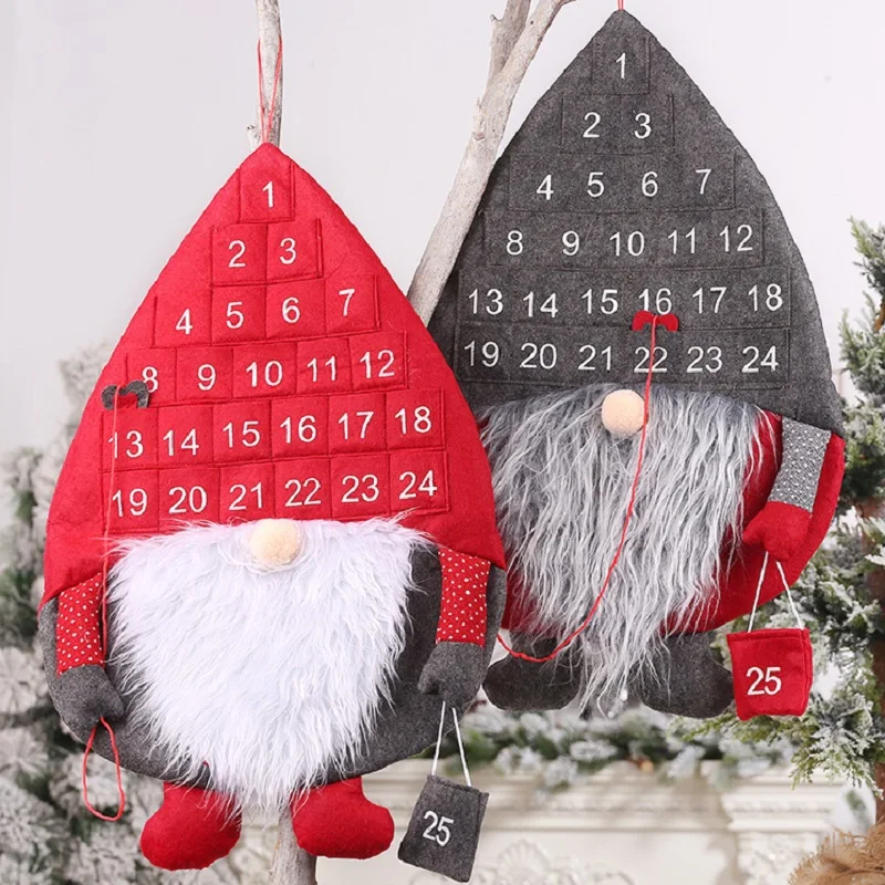 Jule Kalender Nedtælling Ornamenter Følte Tomte Nisser Santa Glædelig Jul Gave Hjem Dekorationer Til Det Nye År