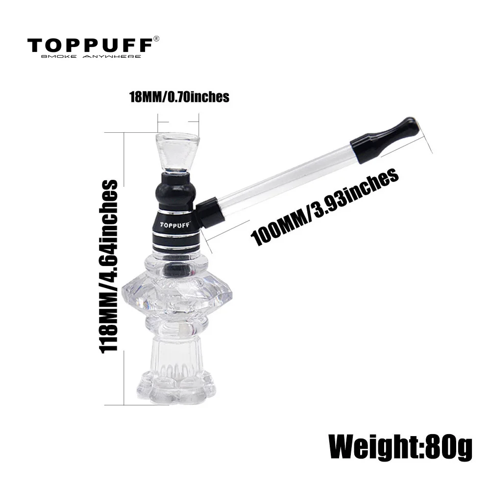 TOPPUFF Vandpibe Shisha Glas Ryger vandpibe 118MM Metal-Rør Med Lange Glas, Metal Håndtag Munden Filter