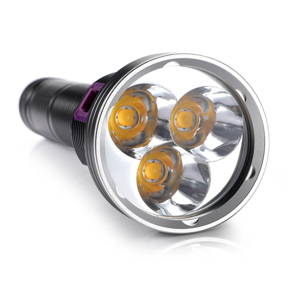 Nyeste High-lumen LED Dykning Lommelygte 3 x XHP70.2 Hvid / Gul lys under vandet 100M Vandtæt Taktisk Lommelygte dykke lampe