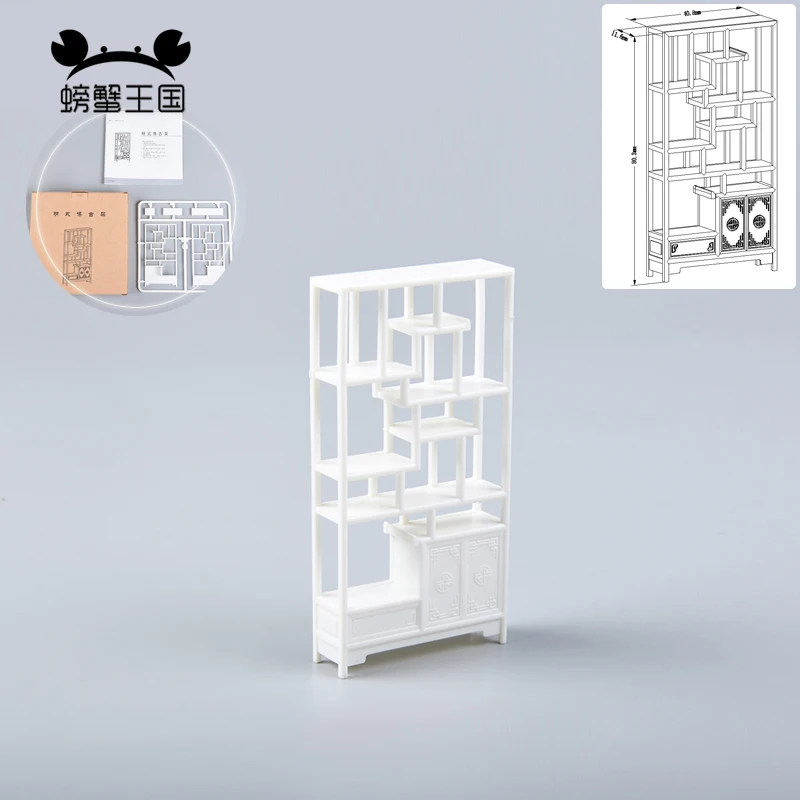 5pcs 1:25 Dukkehus mini Miniature Møbler Dukke Hvid tilbehør Kinesisk Stil Plast Gamle Hylde
