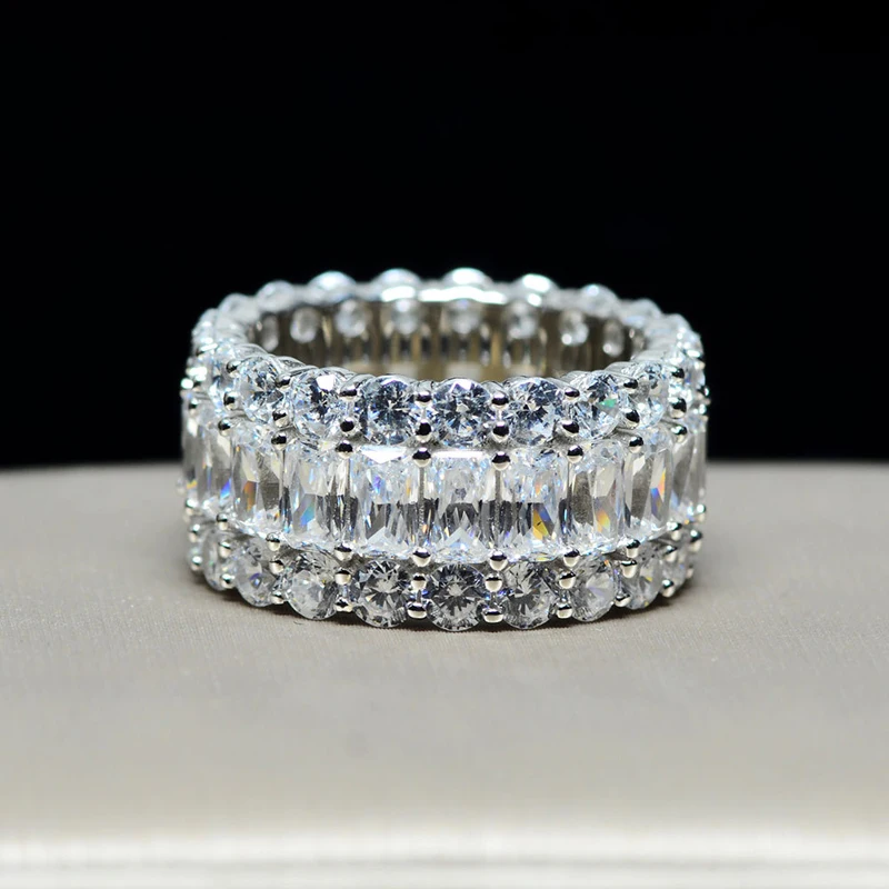 Ægte 925 Sterling Sølv Ring Luksus Fuld Gnister AAAAA+ Pink Hvid Blå CZ Finger Ringe til Kvinder Bryllupsdag ring