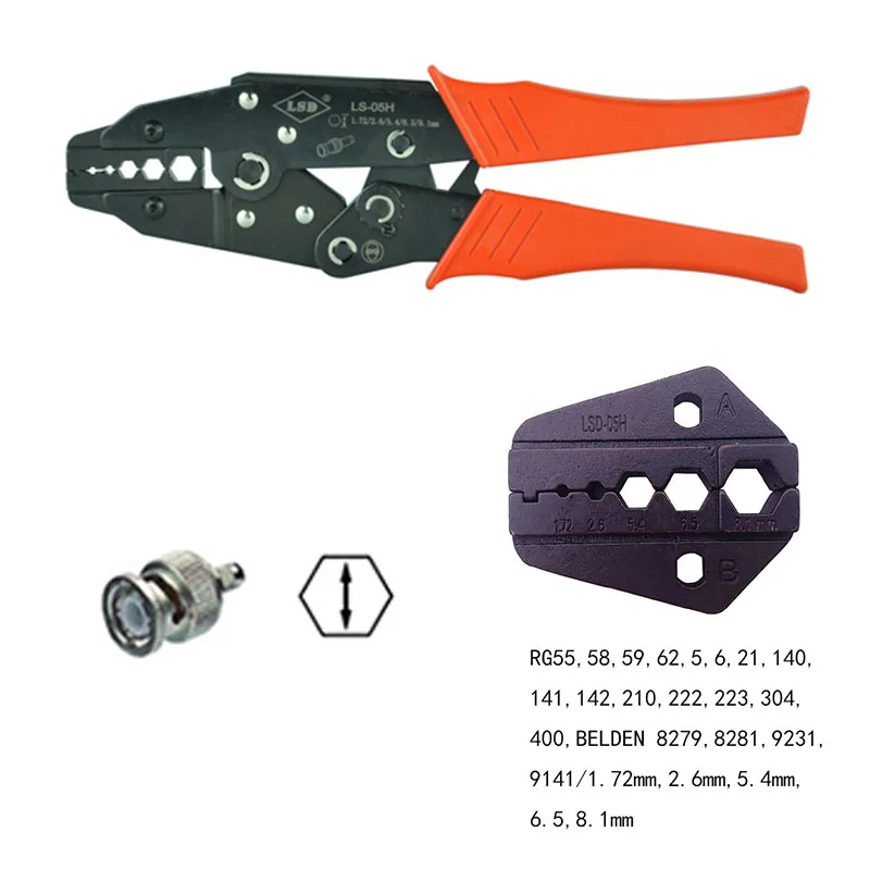 LSD Høj kvalitet af RG58/59/62 kabel-stik coaxial crimper BNC værktøjer tang crimp værktøj Dropshipping