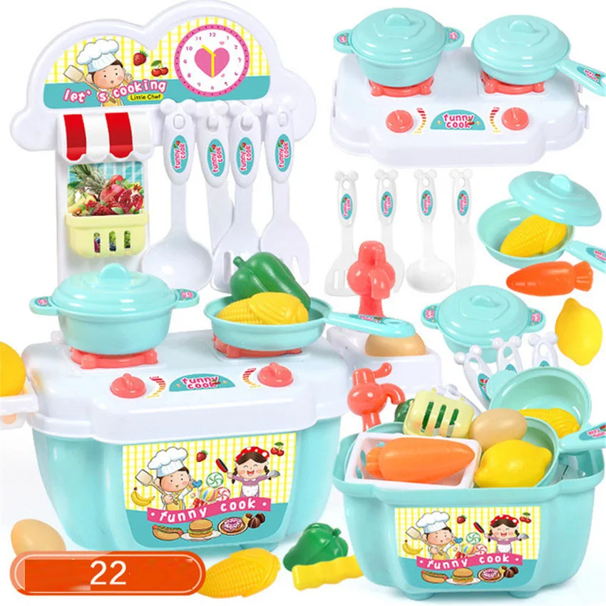 22Pcs Plast Børn Mini Baby Køkken Spil Toy Hus Simulational Køkkengrej Opbevaring af Køkkengrej til Madlavning, Lege, Spil for Piger