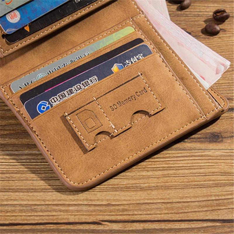 Ny Mænds Tegnebog Kort Matteret Læder Tegnebog Retro Tre gange Lodret Tegnebog Unge koreanere Multi-card Wallet 2020 Mænd Mode