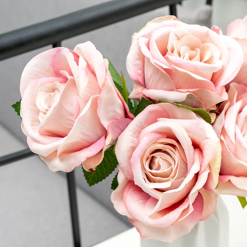 5Pcs NYE Kunstige Blomster Rose Smuk Rød Silke Bryllup Buket DIY Indretning Falske Blomst Gren til Home Party borddekoration