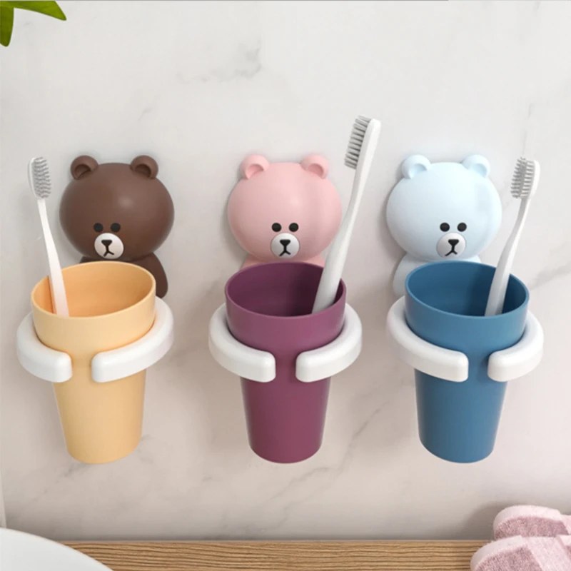 Børns Tandbørste kopholder Baby Sucker Børstning Mundskyl kopholder Tegnefilm Søde Wall-Monteret Tandbørstning Cup Vask Set