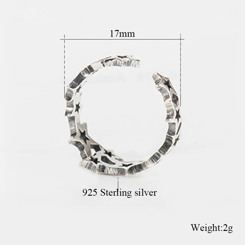 2019 New Høj Kvalitet 925 Sterling Sølv Hule Stjerner Stabelbare Ringe Til Kvinder Smykker Gave