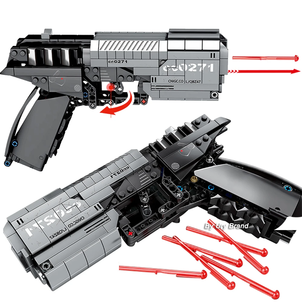 Technic Serien Signal Pistol Pistol Pistol Kan skyde Kugler Set DIY Model Pædagogiske byggesten Legetøj Til Børn Drenge Gaver
