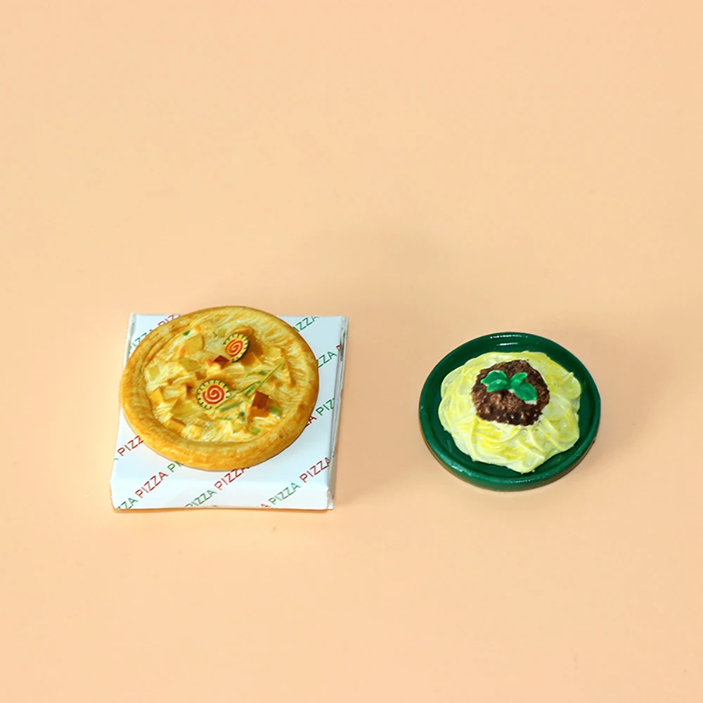 1/12 Dukkehus Miniature Tilbehør Mini Pizza Spaghetti med Kød Sauce Skål Sæt Model Simulering Legetøj til Dekoration Dukke Hus