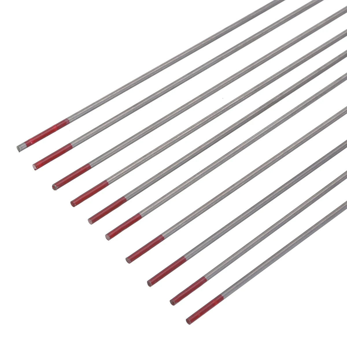 10stk Tig Svejsetråd til Svejsning Wolfram Elektroder Stang 2% Thoriated Wolfram Elektroden 1.6x150mm WT20 Red til Svejsning af kulstofstål