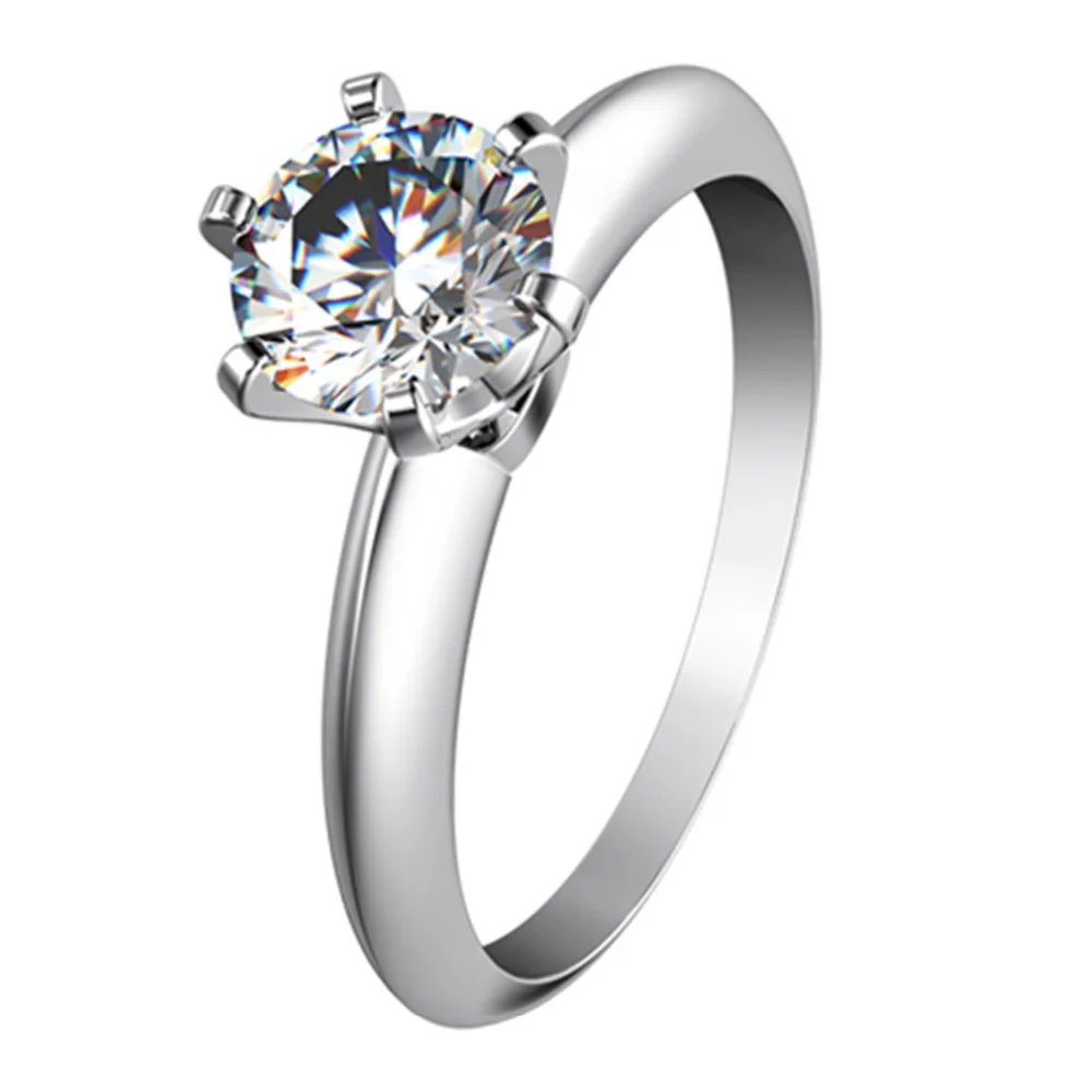 Engros Ringe 0.6 CT Klassiske SONA Simulere Diamant Solitaire Ring Engagement Grene Kvinder Sølv PT950 Stemplet Platin Ring