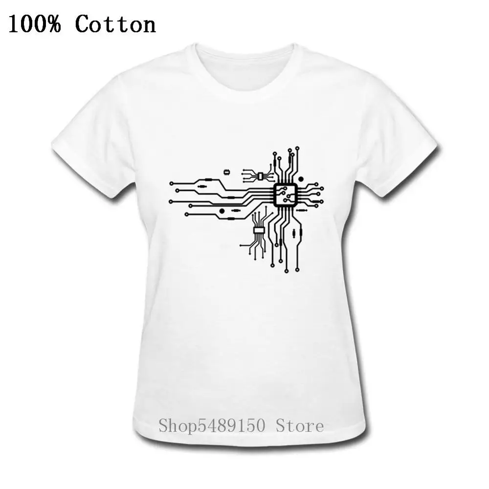 Kredsløb Elektroniske Chip T-Shirt med Lange Ærmer Bomuld Computer CPU Kerne Hjertet Lady ' s Tshirt NØRD Nørd Hacker PC Gamer Kvinder T-Shirt