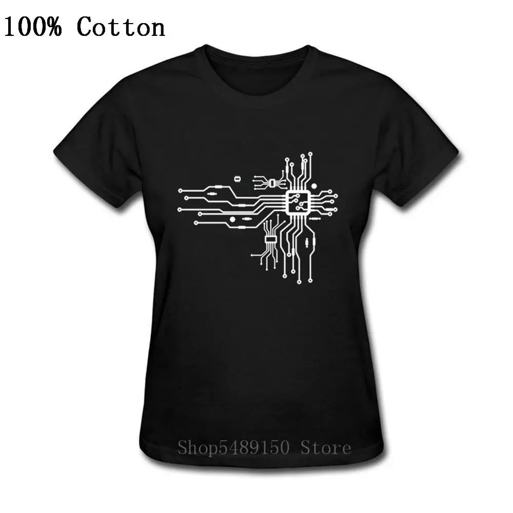 Kredsløb Elektroniske Chip T-Shirt med Lange Ærmer Bomuld Computer CPU Kerne Hjertet Lady ' s Tshirt NØRD Nørd Hacker PC Gamer Kvinder T-Shirt