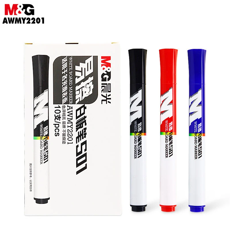M&G Mark S01 Pen. Vandbårne Let-at-slette Whiteboard Pen Sletbare Whiteboard tusch kontorartikler. AWMY2201 10 Stk/masse