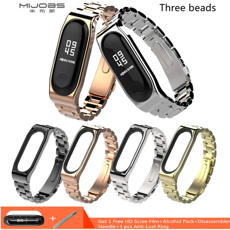 Mijobs Mi Band 3 Strap Metal Armbånd Smart Band Tilbehør til Xiaomi mi band 3