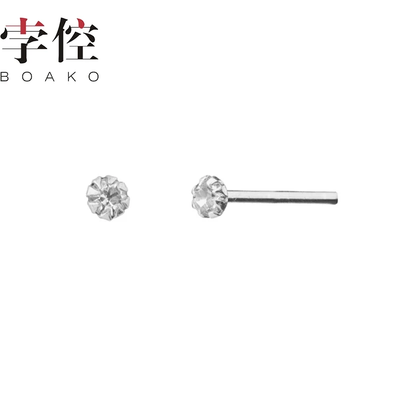 BOAKO Enkelt Diamant Mini Enkel Stud Øreringe af 925 Sterling Sølv Øreringe Til Kvinder Fashionable Sølv Smykker Zircon Øreringe