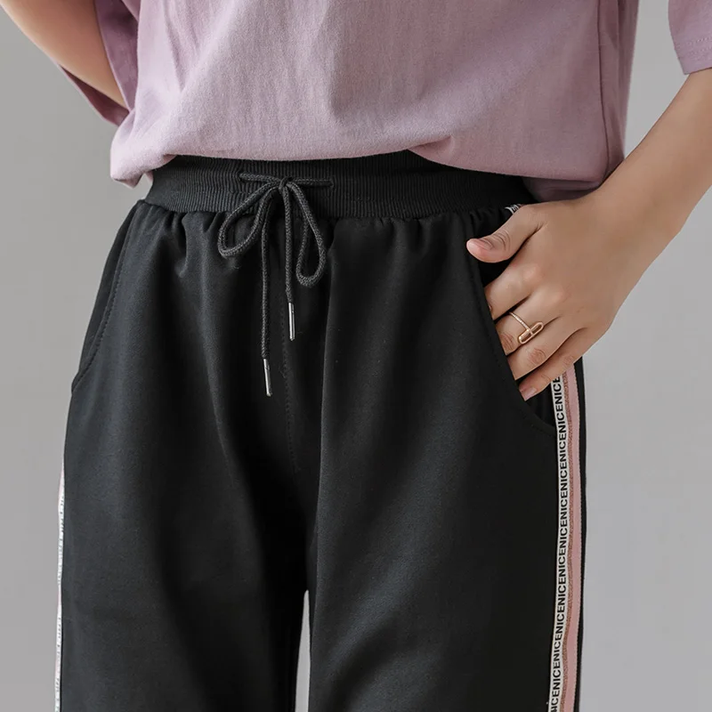 Plue størrelse 5XL sports bukser wowen ' s casual harem bukser 2020 nye mode tynd løs Kalv-længde bukser med Elastik i taljen Kvindelige bukser