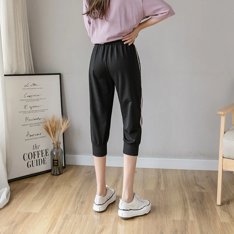 Plue størrelse 5XL sports bukser wowen ' s casual harem bukser 2020 nye mode tynd løs Kalv-længde bukser med Elastik i taljen Kvindelige bukser