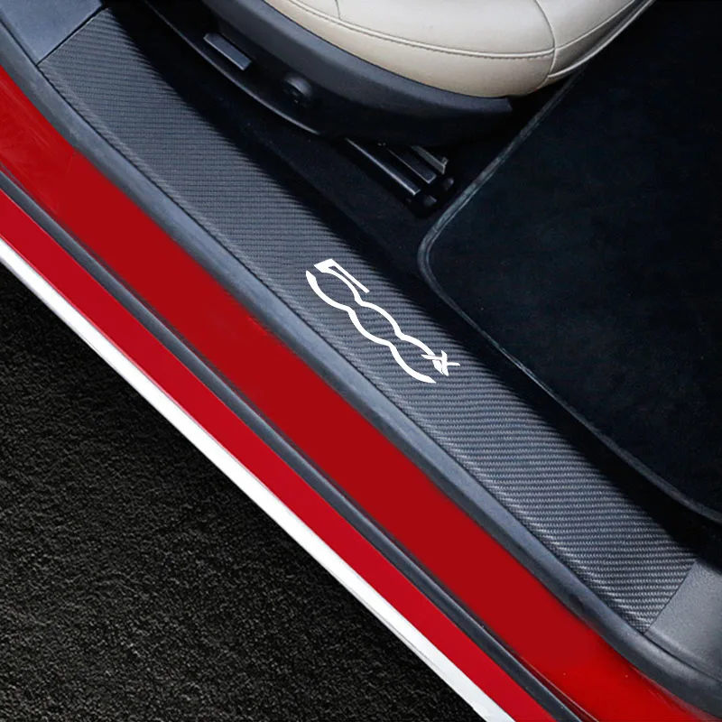4stk For Fiat 500X dørtærskel Plade Bil Dør Karmen Trin Plade Carbon Fiber Pu læder Car-Styling