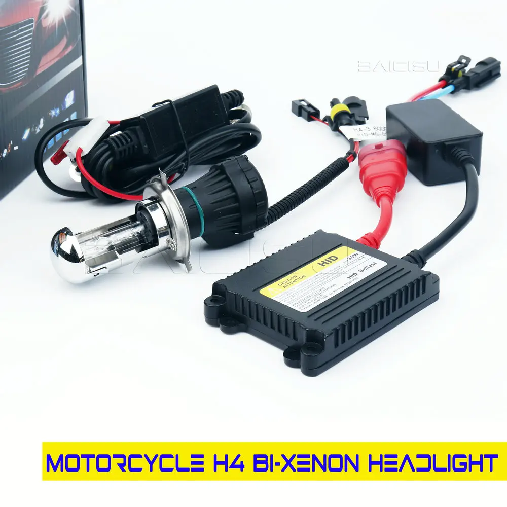 Motorcykel hid xenon lampe h4 hi/low h4 bi-xenon soquete alta baixa moto luz hid 35w hid slank lastro kit bicicleta