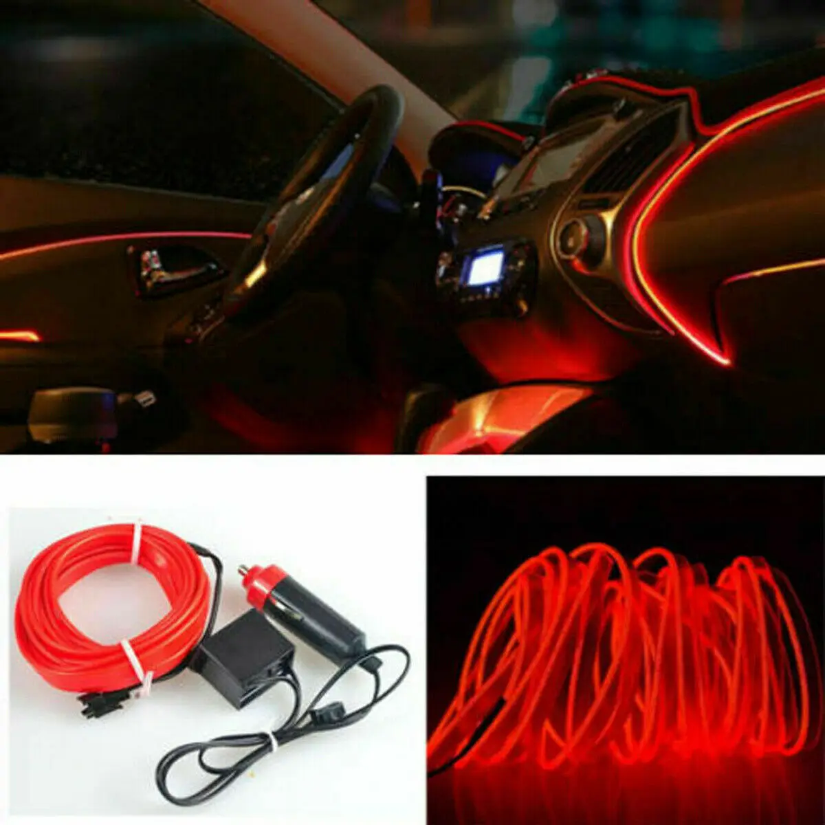 260k12 V Røde LED Bil Interiør Atmosfære Wire Strip Light Bil Tilbehør Til Bmwe60 Bmwe90golf 4