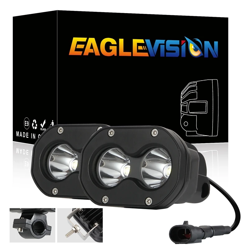 EAGLEVISION 3Inch 60W LED Bælg Lys, Kørsel Lys, tågelygter Arbejde Lys Forlygter Til Bil, Motorcykel, Lastbiler og SUV ATV