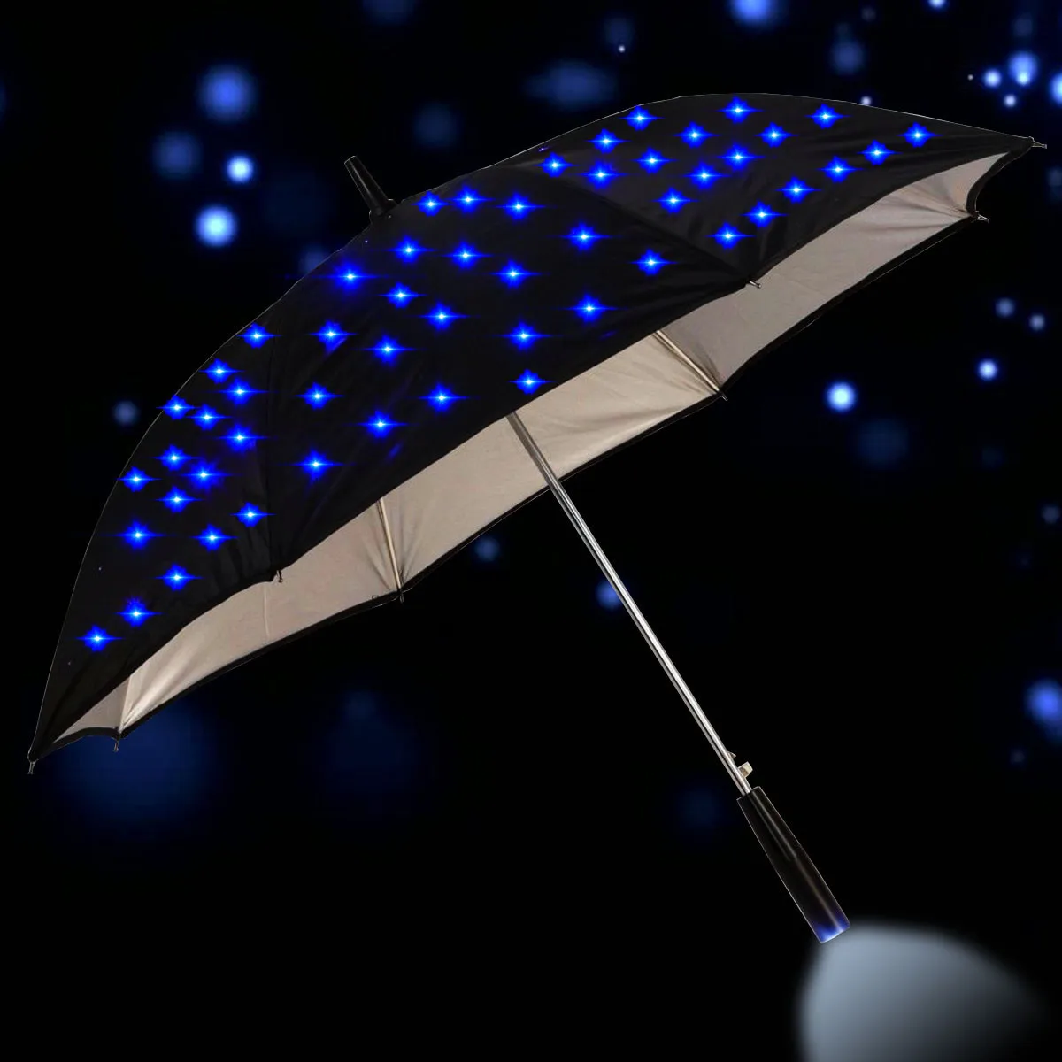 23 tommer Udendørs Cool Lang Håndteres LED Blinker Regn Paraply Nat Protection Mode Gave Stort Håndtag Lige Flash Parasol