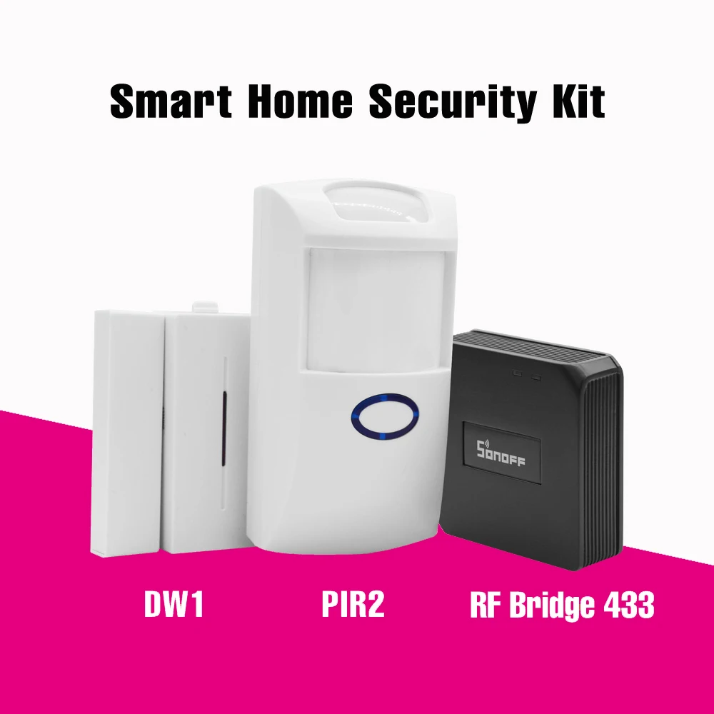 Sonoff RF Bro Smart Home Security Kit 433MHz Wifi Trådløse Signal Converter PIR2/DW1 Dør Vindue Alarm Sensor Home Automation