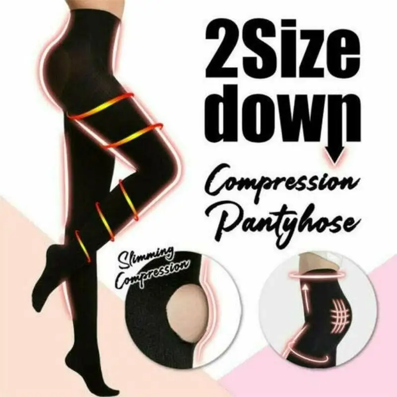 2 Størrelse Ned Kompression Strømpebukser Ben Shaper Bukser Slankende Form Kvinder Tights 3FS