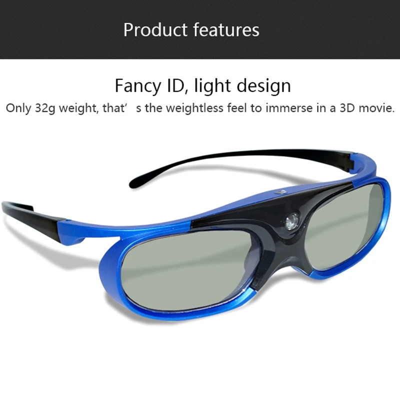 Genopladelige DLP Link 3D-Briller, Aktive Shutter-Briller til Xgimi Z3/Z4/Z6/H1/H2 Nødder G1/P2 BenQ Acer & DLP Projektor LINK