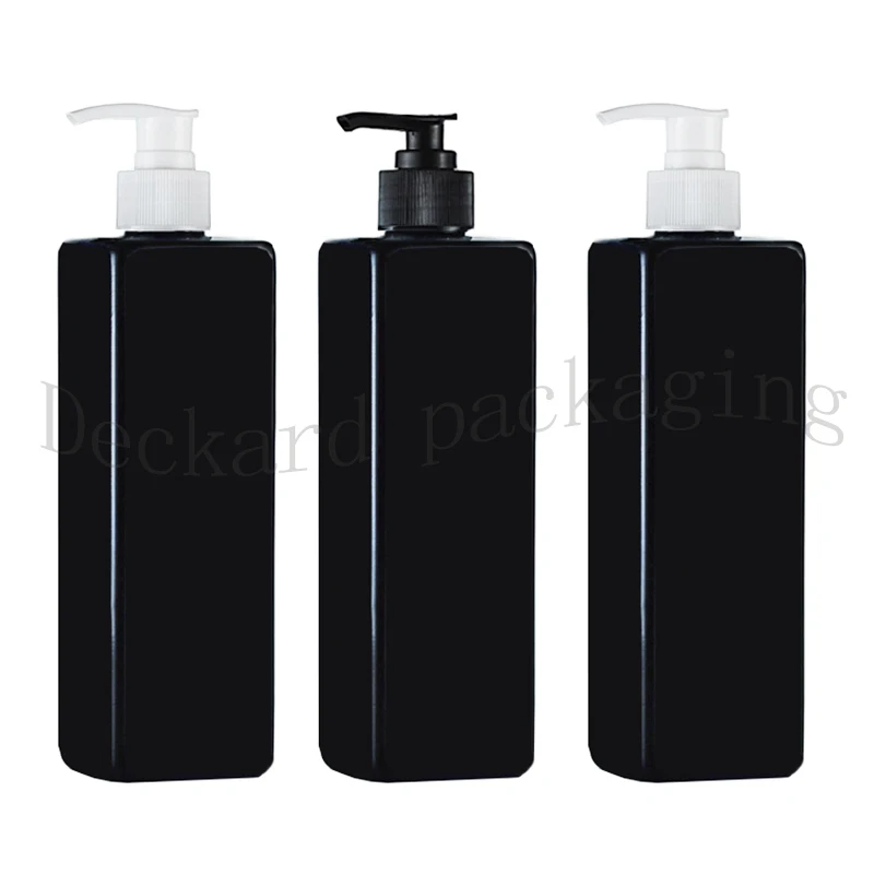 Engros 20pcs 500ml sort firkant skrue pumpen shampoo flasker, beholdere til kosmetik emballage ,shampoo flaske med dispenser