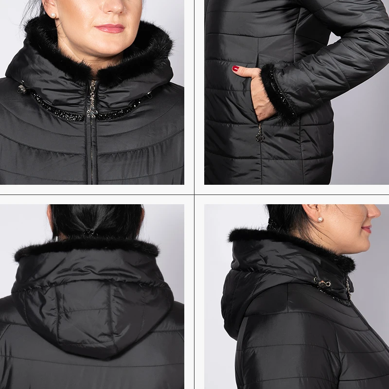 Hotsale Vinter jakke kvindelige kort pels hætteklædte plus size varm Manchetter Hår kvinder jakke manke tøj Ukraine jakker AM-2059