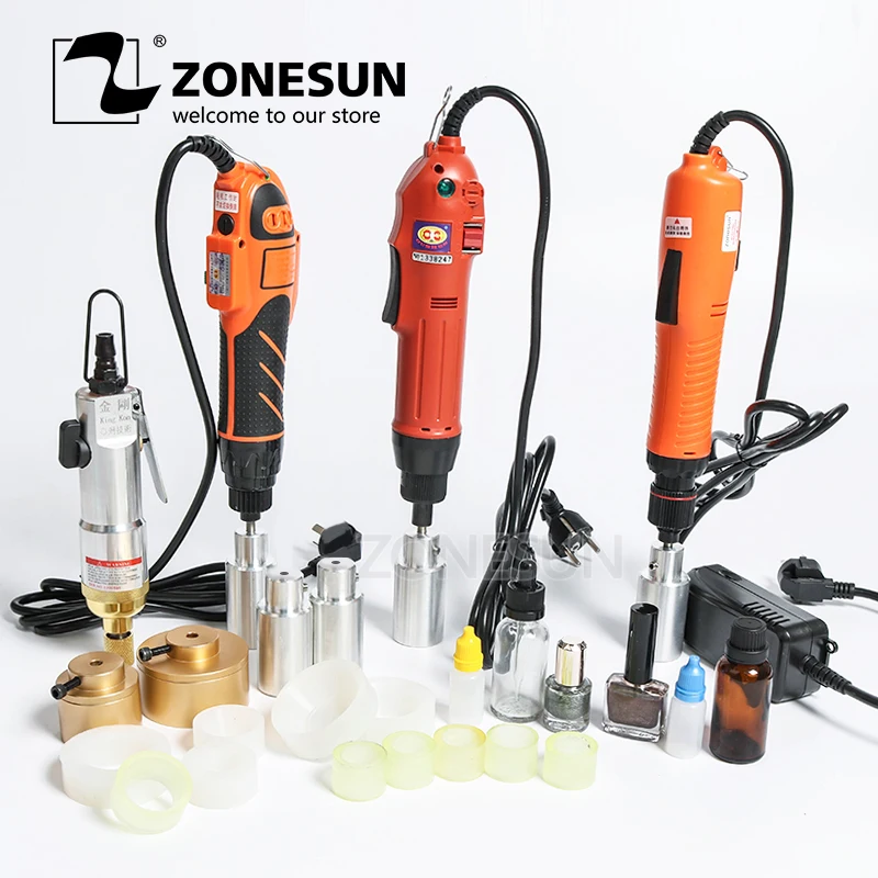 ZONESUN håndholdt Elektrisk Flaske Loft Maskinen Automatisk Med Sikkerhed Ring Plast Flaske Capper Capping Tool