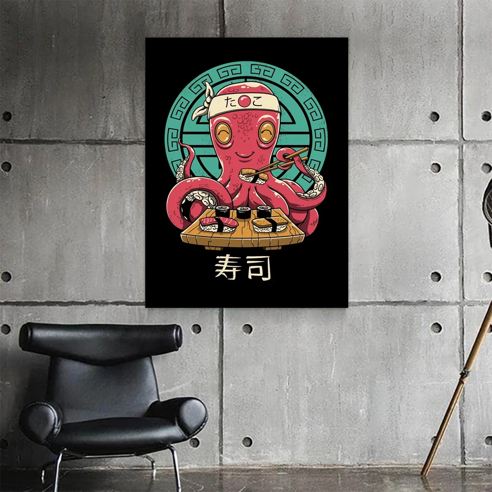 Modulære Plakat Moderne HD-Japansk Sushi Trykt Væg Kunst, Lærred Blæksprutte Billede Malerier Hjem Decor Ingen Ramme til stuen