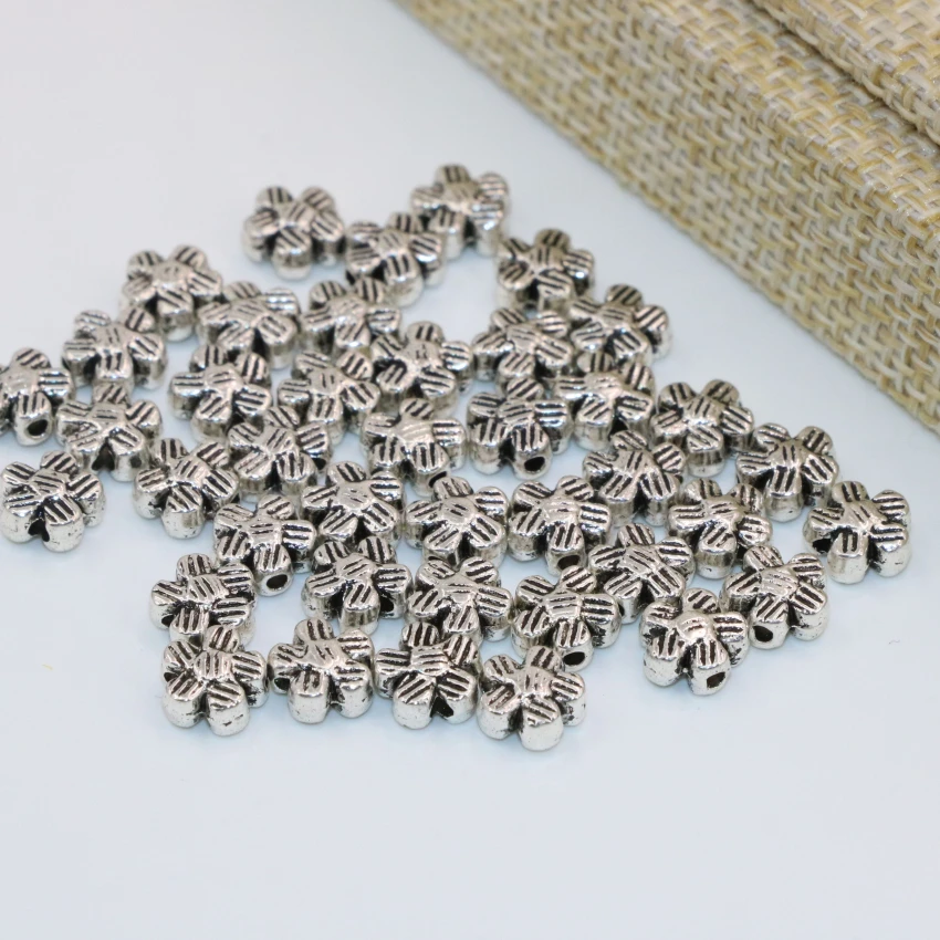 Tibet silver-farve afstandsstykker tilbehør perler 100pcs 6mm engrospris blomster form antikke høj kvalitet diy smykker B2542